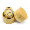 Reloj de pulsera de madera natural Reloj de pulsera de cuero genuino de madera de bambú Unisex